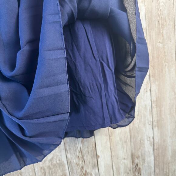 Uniqlo Midi Skirt Womens M Navy Blue Chiffon‎ Lined Electric Pleated A-Line - Picture 5 of 6